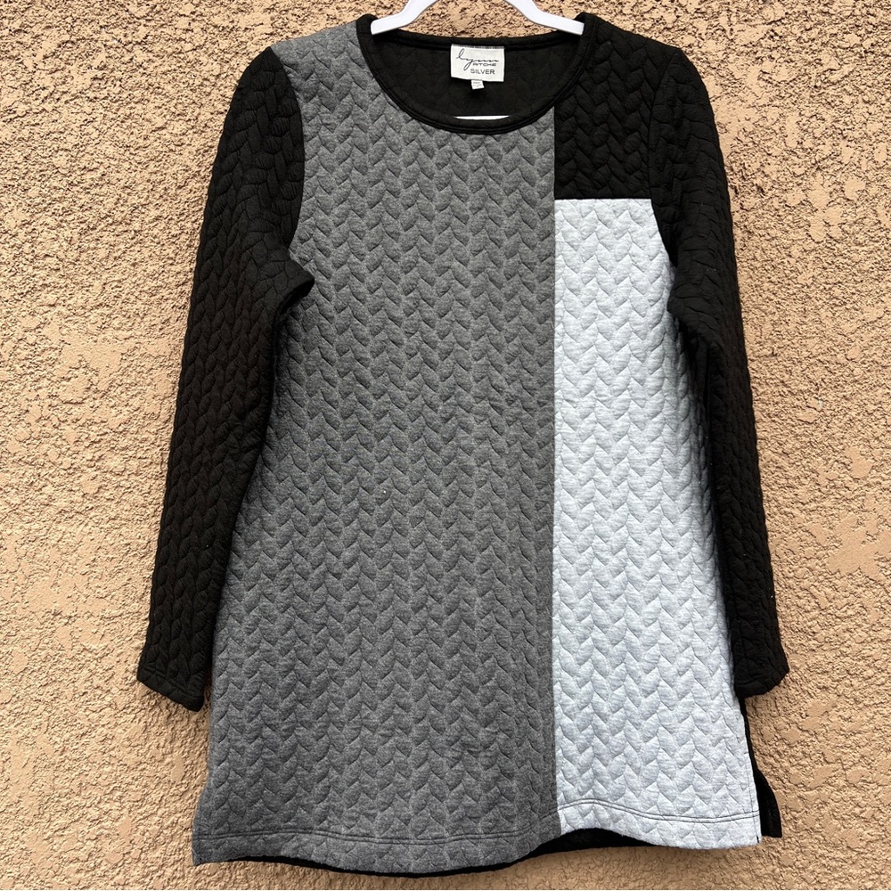 Quilted Tunic Sweater Small by Lynn Ritchie Top Colorblock Quiet‎ Luxury